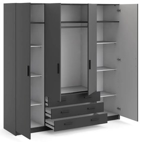 Sötétszürke ruhásszekrény 196x200 cm Sprint – Tvilum