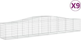 vidaXL 9 db íves horganyzott vas gabion kosár 400x50x60/80 cm