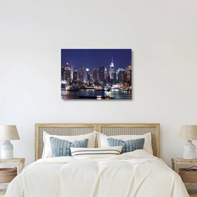 Üveg kép - New York-i felhőkarcolók megvilágítva (70x50 cm)