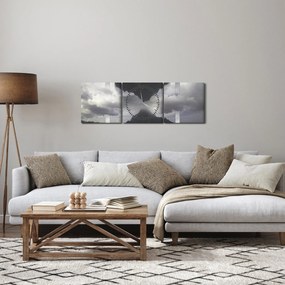 Kép - Hegyek Izlandon, geometrikus kollázs (órával) (90x30 cm)