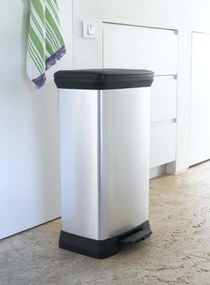 CURVER DECO BIN pedálos fémhatású szemetes 50L, ezüst 187177 (02162-582)