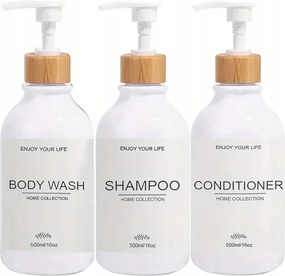 Adagolók Fehér Palackok Bambusz Pumpával És Fürdőszoba Tusfürdő