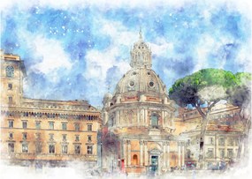 Kép - Santa Maria di Loreto temploma, Róma, Olaszország (üvegen) (70x50 cm)