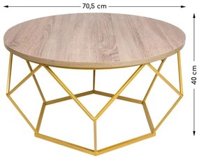 Kávéasztal DIAMOND 40x70 cm arany/barna