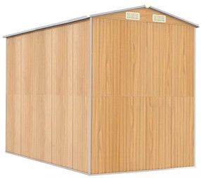 világosbarna horganyzott acél kerti fészer 192x274x223 cm