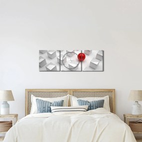 Absztrakciós kép - kocka gömbökkel (órával) (90x30 cm)