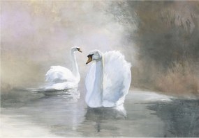 Fotótapéta Hattyúk kecses madarak elegancia a nappaliba 208x146 +ragasztó