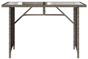szürke polyrattan üveglapos kerti asztal 110x68x70 cm