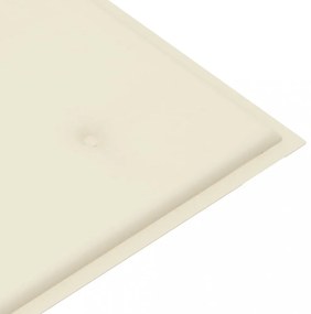 tömör tíkfa kerti pad krémszínű párnával 112 cm