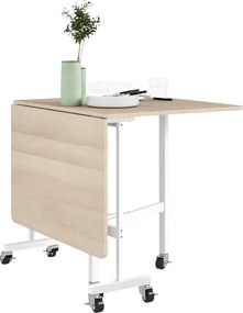 HOMCOM Összecsukható Étkezőasztal 4-6 Fő Részére Kerekekkel és Felhajtható Oldalú Összecsukható Asztal Konyhába és Nappaliba 120x80x73 cm Tölgy | Aoso