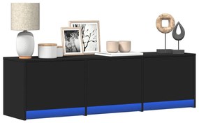 fekete szerelt fa TV-szekrény LED-ekkel 140 x 34 x 40 cm