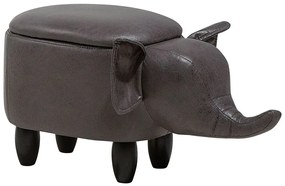 Sötétszürke műbőr állatos puff 70 x 35 cm ELEPHANT Beliani