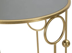 Kerek Arany színű modern kisasztal készlet tükörlappal 2 db