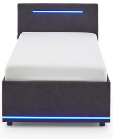 Sötétszürke kárpitozott ágyneműtartós gyerekágy ágyráccsal 90x200 cm Circle – Meise Möbel