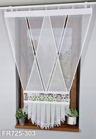 Modern függöny panel V fehér fátyol áttört és fodros 135cm FR725-303