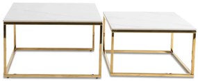 Dohányzóasztal szett fehér márvány/arany színben. TENOR