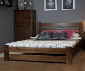 AMI nábytek Fenyőfa ágy Kati 140x200 cm, dió színben