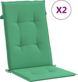 vidaXL 2 db zöld szövet kerti magas háttámlájú székpárna 120x50x3 cm