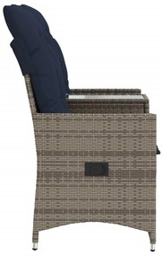 kétszemélyes dönthető kerti kanapé asztallal, szürke polyrattan