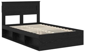 vidaXL Ágykeret matracmal fiókkal Fekete 120 x 190 cm Tömör fenyőfa