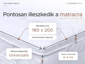 Kétrétegű matracvédő - TOPPER 180 x 200 cm