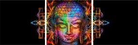 Kép - Buddha mellszobra neon színekben (órával) (90x30 cm)