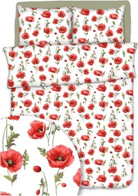 Fehér pipacsok krepp ágyneműhuzat TiaHome - 1x Párna 90x70cm, 1x Paplan 140x200cm