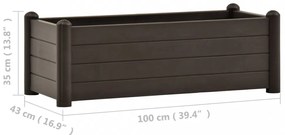 kávészínű kerti PP magaságyás 100 x 43 x 35 cm