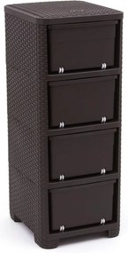 Sötétbarna műanyag magas fürdőszoba szekrény 33x79 cm Rattan – Curver
