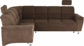 Kinyitható ülőgarnitúra, barna szövet, balos, SANTIAGO