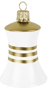 3 db-os fehér-aranyszínű harang alakú üveg karácsonyi dísz készlet - Ego Dekor