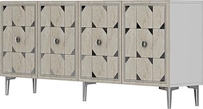 Moka 180 - White, Travertine, Silver