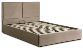 Bézs Bársony Ágyneműtartós Franciaágy. 140x200 DUO