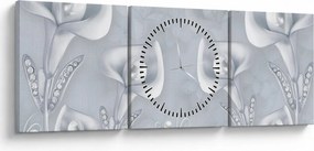 Kép - gyöngy virágok (órával) (90x30 cm)