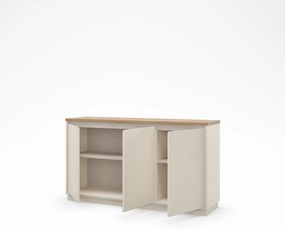 Bézs komód tölgyfa dekorral 152x84x40 cm Loreta – Marckeric