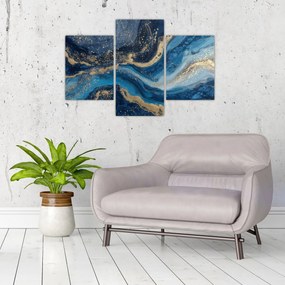 Kép - Kék-arany absztrakt márvány (90x60 cm)