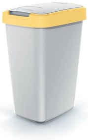 Szemeteskosár színes tetővel, 12 l, sárga / szürke