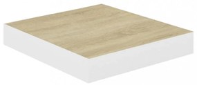 2 db tölgyszínű és fehér MDF lebegő fali polc 23x23,5x3,8 cm