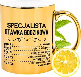 Arany csillogó bögre szakembernek ajándék fényképes nyomtatással