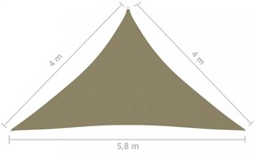 bézs háromszög alakú oxford-szövet napvitorla 4 x 4 x 5,8 m