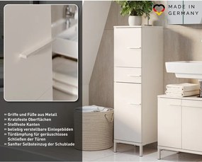 Krémszínű matt magas-keskeny fürdőszoba szekrény 34x123 cm Laurino – Germania