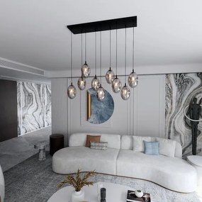 Csillár zsinóron ASTRAL 9xE14/10W/230V fekete/füstös