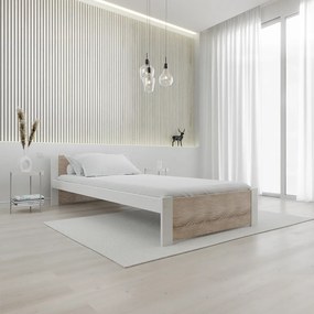 Ágy IKAROS 90 x 200 cm, fehér/som tölgy Matrac: SOMMERA 18 cm matraccal, Ágyrács: Ágyrács nélkül