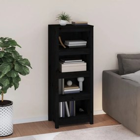 fekete tömör fenyőfa könyvszekrény 50x35x125,5 cm