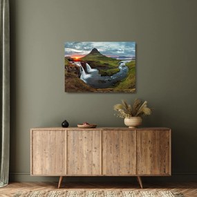 Üveg kép - Kirkjufell naplementében (70x50 cm)