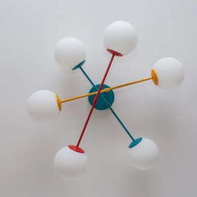 Felületre szerelt MOON csillár 6xE27/15W/230V türkiz/sárga/piros