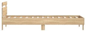 sonoma tölgy színű ágykeret fejtámlával és LED-ekkel 90x200 cm