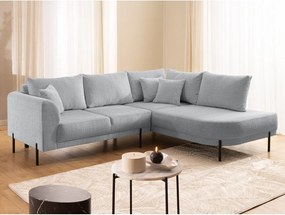 Világosszürke zsenília sarokkanapé (jobb oldali-L alakú) Mauris – Ropez