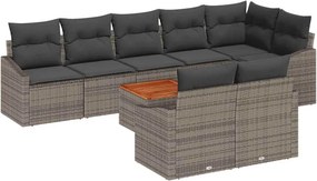 vidaXL Kerti Kanapé Szett tárolóval 9 pcs Szürke polirattan