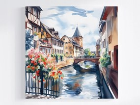 Vászonkép Víz Város Franciaország Elzász Colmar Híd Nyár Tavasz 40x40